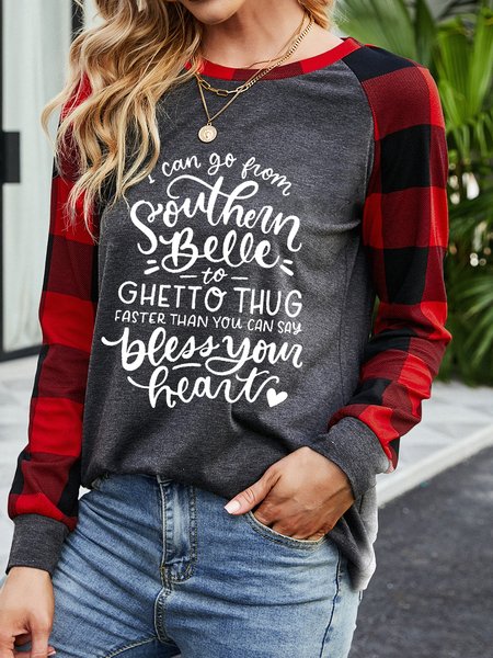 

Southern Belle to Thug Bless Your Heart Letter Casual Sweatshirt, Gray, Hoodies&Sweatshirts