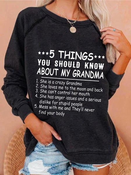 

Casual Long Sleeve Round Neck Plus Size Printed Tops Sweatshirts, Deep gray, Hoodies & Sweatshirts