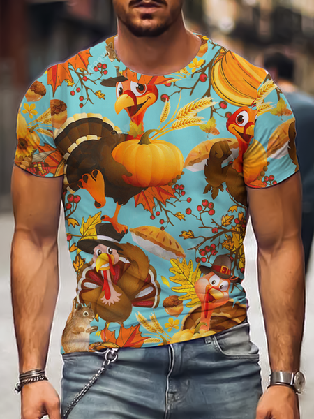 

Crew Neck Printed Vacation T-Shirts, Multicolor, Men's t-shirts