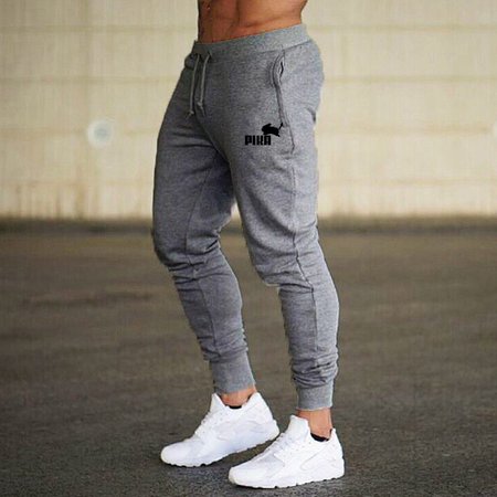 

Cotton Plain Elastic waist Pants, Deep gray, Pants