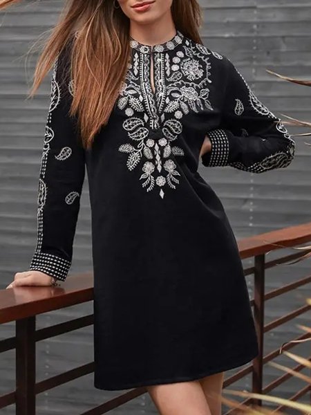 

Vintage Loosen Dresses, Black, Mini Dresses