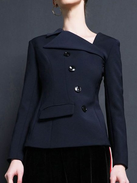 

Asmmetrical Neck Regular Fit Elegant Outerwear, Dark blue, Blazers