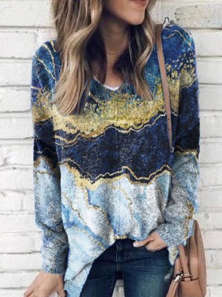 

V Neck Casual Regular Fit Shirts & Tops, Multicolor, Tops