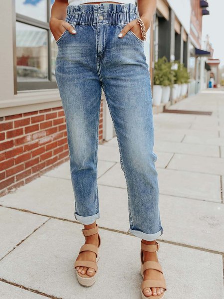 

Denim Loosen Pants, Blue, Pants