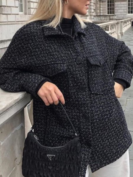 

Long Sleeve Casual Loosen Lapel Outerwear, As picture, Coats