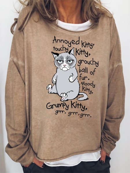 

Grumpy Cat Grrr Grrr Grrr Sweatshirt, Khaki, Hoodies&Sweatshirts