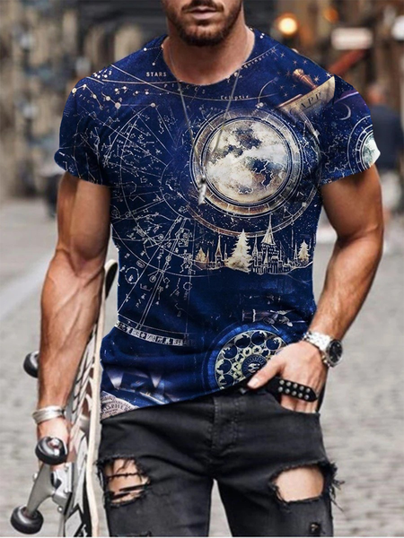 

Casual Short Sleeve Shirts & Tops, As picture, Men's t-shirts