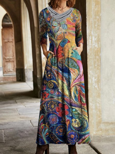 

Cowl Neck Cotton Dresses, Multicolor, Maxi Dresses