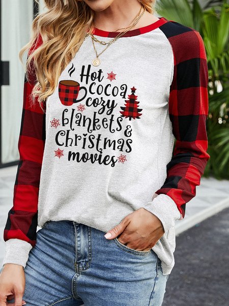 

Christmas Moves Printed Plaid Shirts & Tops, White, Hoodies&Sweatshirts