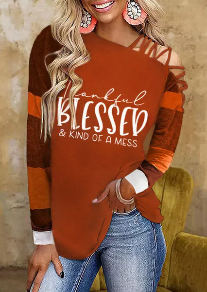 

Loosen Letter Off The Shoulder Shirts & Tops, Orange, Tops