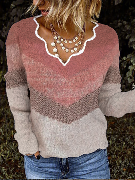

Plus size Casual Striped Sweater, Pink, Knitwear & Sweaters