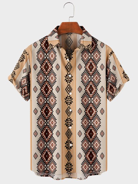 Shirt Collar Vacation Shirts, Khaki, Men's Floral shirt