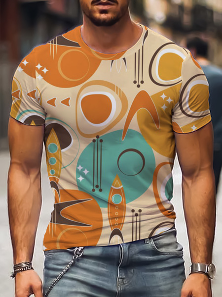 

Vintage Short Sleeve Starry Sky Shirts & Tops, Yellow, Men's t-shirts