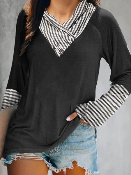 

Casual Striped Shirts & Tops, Black, T-Shirts