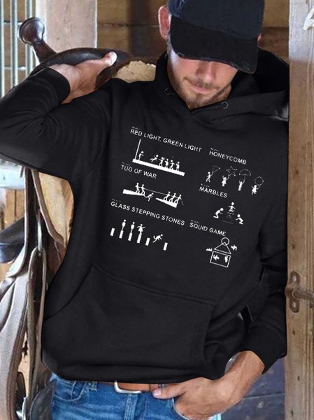 

Fun game print long-sleeved hoodie sweatshirt, Black, Hoodies&Sweatshirts