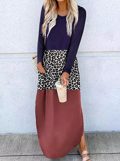 

Crew Neck Casual Dresses, Multicolor, Maxi Dresses