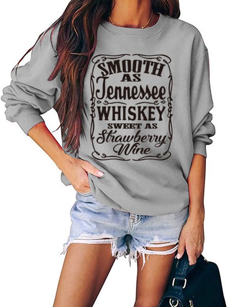 

Crew Neck Loosen Casual Shirts & Tops, Gray, Tops