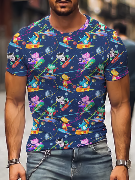 

Short Sleeve Crew Neck Shirts & Tops, Blue, Men's t-shirts