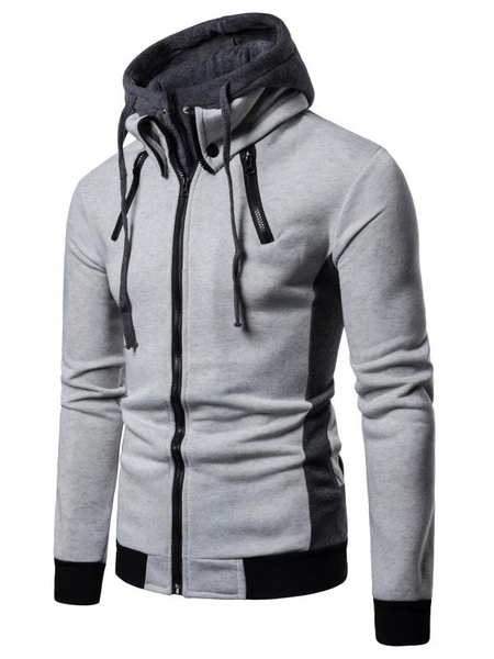 

Men's Panelled Hooded Cardigan Knitted Jacket, Off white, Jacket