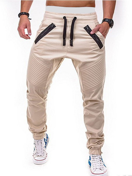 

Men's Stretch Waist Pleated Casual Trousers, Off white, Pants