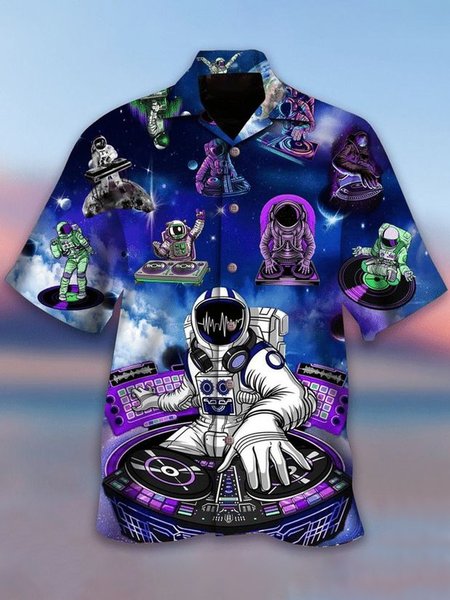 

Casual Short Sleeve Shirts & Tops, As picture, Men's Floral shirt