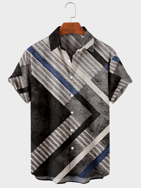 

Short Sleeve Vintage Shirts, Gray, Men's Floral shirt