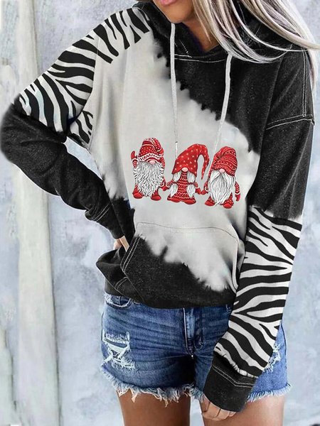 

Christmas Color Block Printed Casual Hooded Loosen Sweatshirt, Black, Hoodies & Sweatshirts