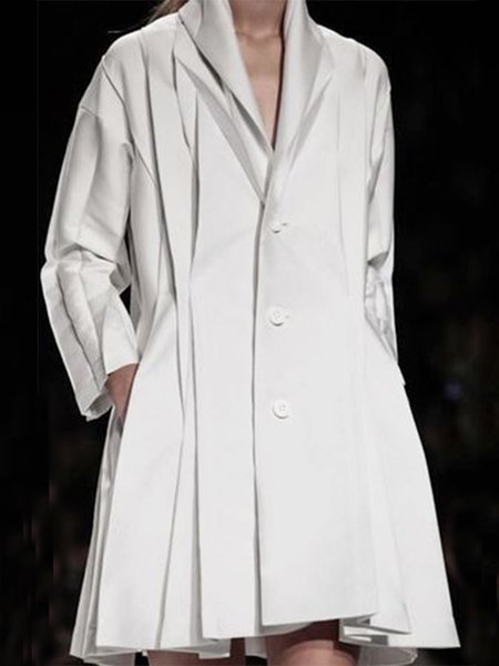 

Long Sleeve Daily Regular Fit Solid Outerwear, White, Coats