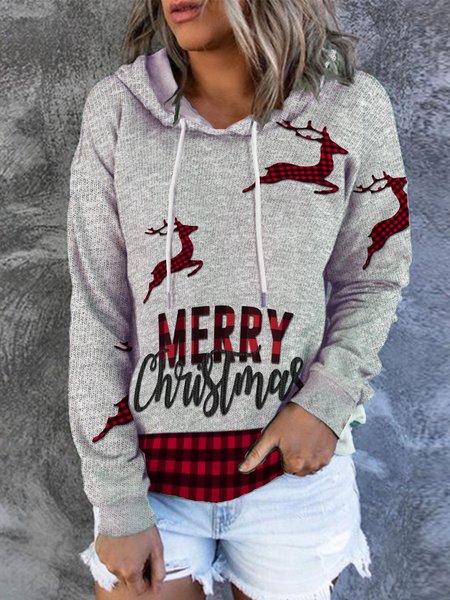 

Merry Christmas Plaid Fawn Loosen Sweatshirt, Gray, Hoodies&Sweatshirts