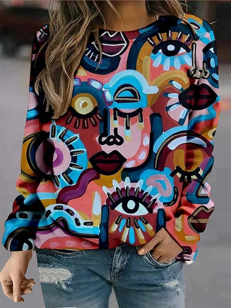 

Statement Abstract People Crew Neck Sweatshirt, Multicolor, Sweatshirts & Hoodies