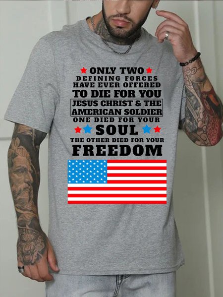 American Veterans Day Crew Neck T-shirt, Light gray, T-shirts