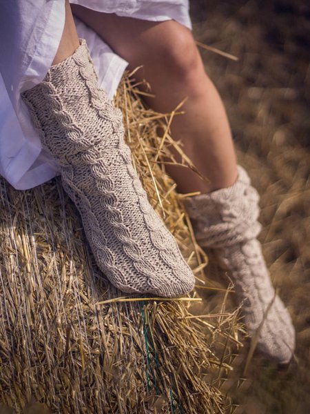 

Twisted Woven Socks, As picture, Socks