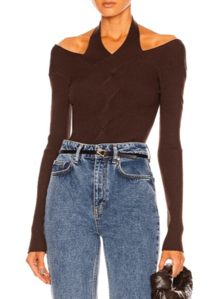 

Fall Elegant V Neck Plain Daily High Stretch Mid-weight Long sleeve Sweater, Coffee, Pullovers