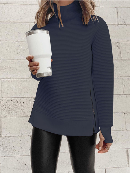 

Casual High Neck Loosen Sweatshirt, Navy blue, Hoodies & Sweatshirts