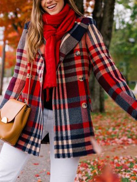 

Holiday Daily Checked/Plaid Regular Fit Hooded Outerwear, Red, Coats