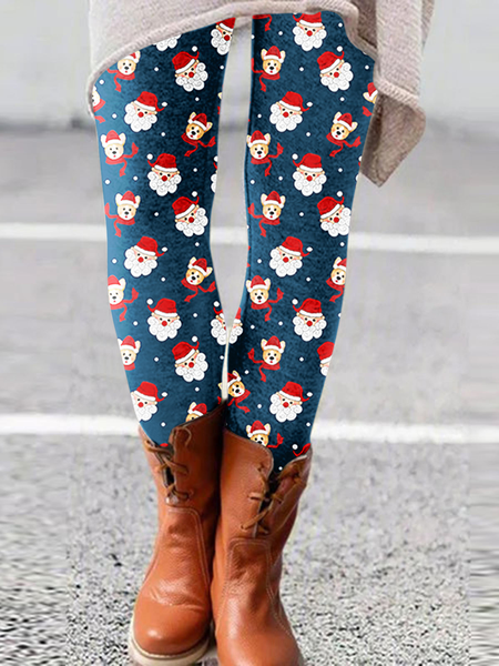 

Christmas Snowman Casual Leggings, Purplish blue, Leggings