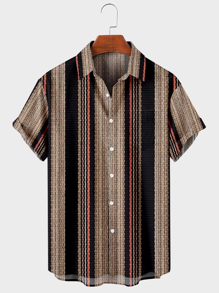 

Street Short Sleeve Shirts, Brown, Men's Floral shirt