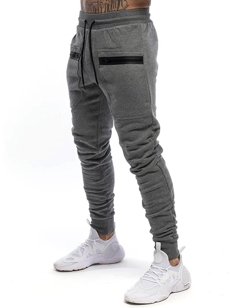 

Men's Large Pocket Zipper Design Drawstring Sweatpants, Deep gray, Pants