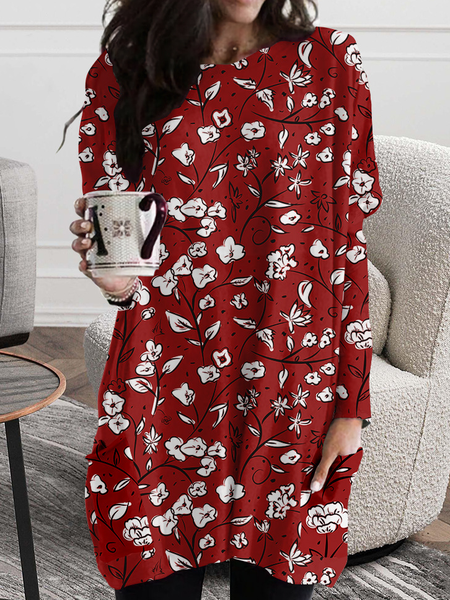

Blue Red Casual Floral Loosen Dresses, Mini Dresses