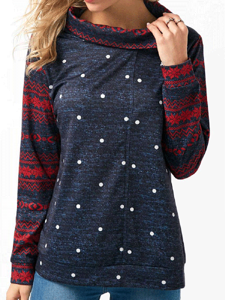 

Casual High Neck Loosen T-shirt, As picture, Tops