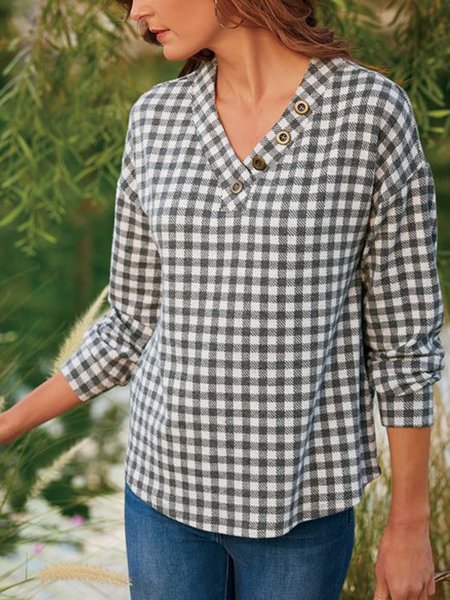 Casual Checked/Plaid Shirts & Tops, Multicolor, Tops