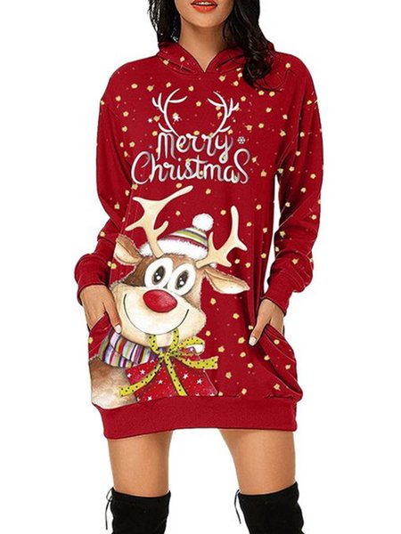 

Long Sleeve Holiday Loosen Sweatshirt, Red, Hoodies and Sweatshirts