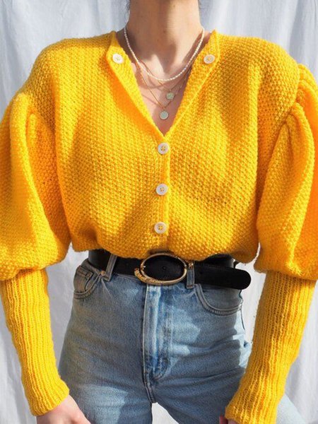 

Holiday Daily Plain Acrylic Regular Fit Sweater, Yellow, Pullovers