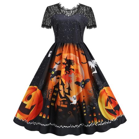 

Statement Printed Crew Neck Dresses, Black, Casual Dresses