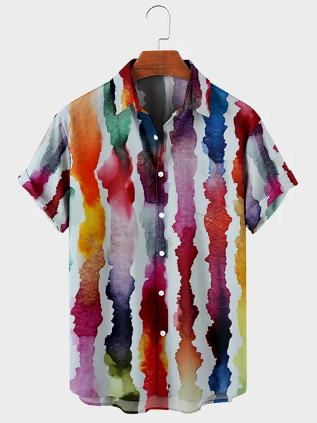 

Short Sleeve Party Shirts, Orange stripe, Men's Floral shirt