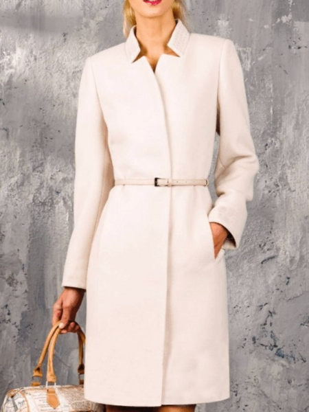 

Winter Elegant Regular Fit Long sleeve Work Formal Outerwear, Pink, Coats