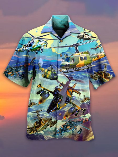 

Short Sleeve Patriotic Shirt Collar Shirts & Tops, As picture, Men's Floral shirt