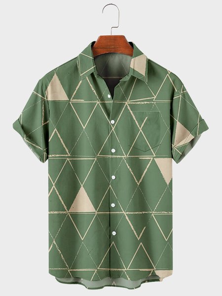 

Casual Geometric Shirt Collar Shirts, As picture, Men's Floral shirt