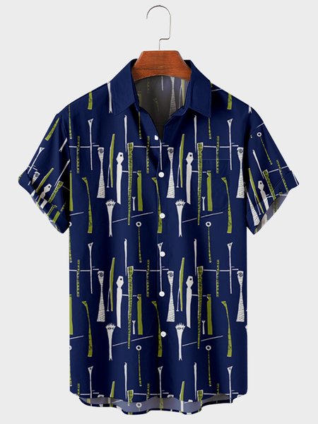 

Casual Short Sleeve Abstract Shirts, As picture, Men's Floral shirt