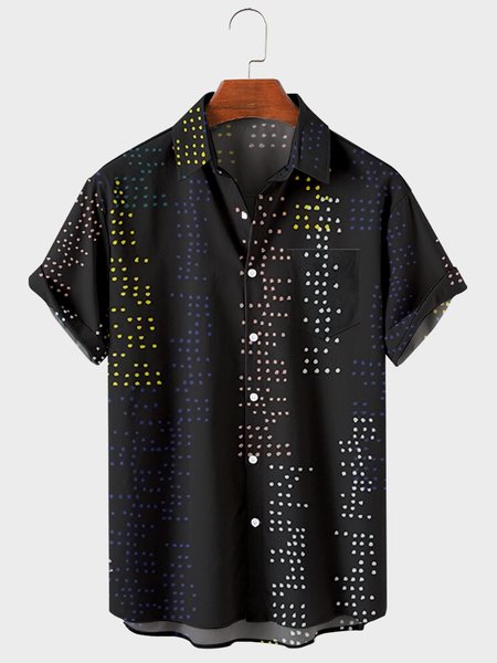 

Short Sleeve Casual Shirts, Black, Men's Floral shirt